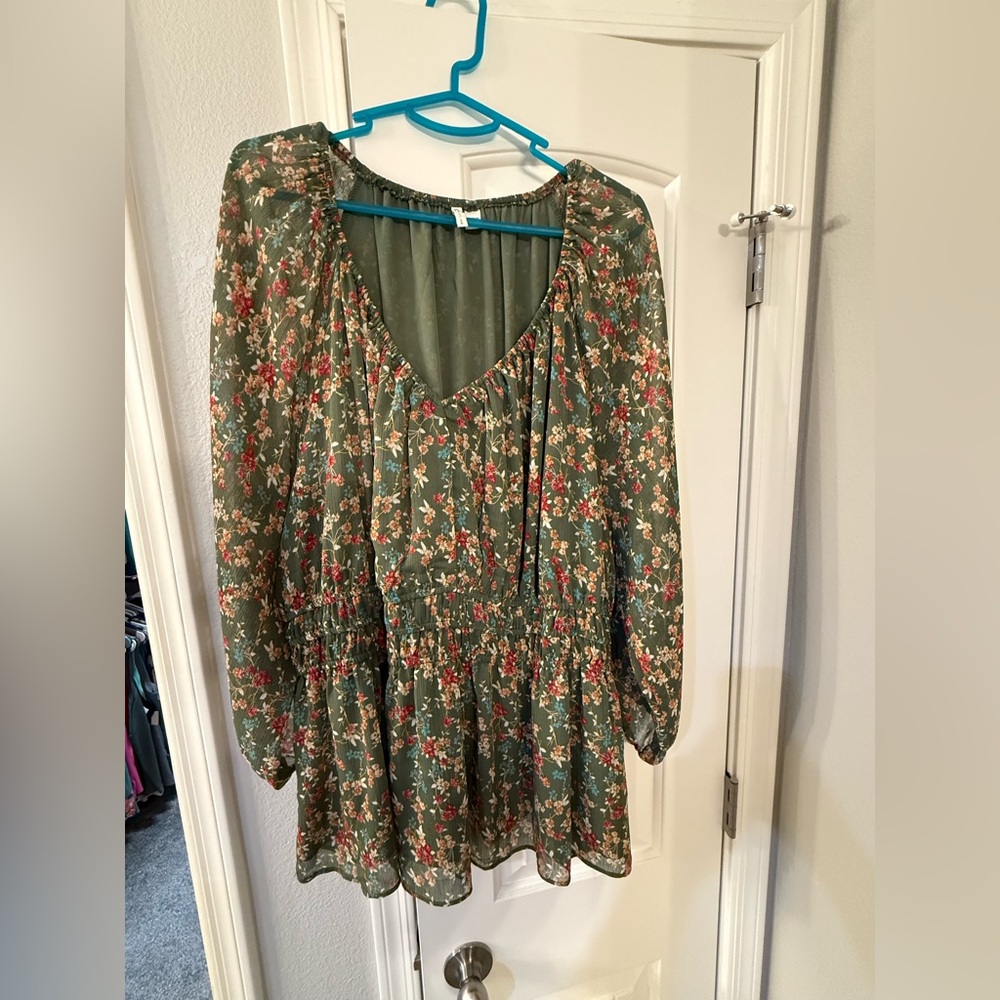 Cato Olive Floral Top